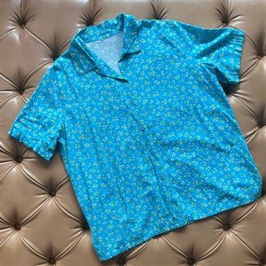 Vintage palm tree pattern button down, unisex, fits like a Large or XL